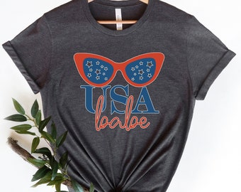 USA Babe Shirt, Babe Shirt, 4th of July Shirt, Merica Shirt, 4th of July, Fourth of July Shirt, White Blue, America Shirt, Patriotic Shirt