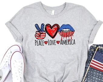 Peace Love America Shirt, 4th of July Shirt, Merica Shirt, 4th of July, Fourth of July Shirt, USA Shirt, Independence Day Shirt, Red White