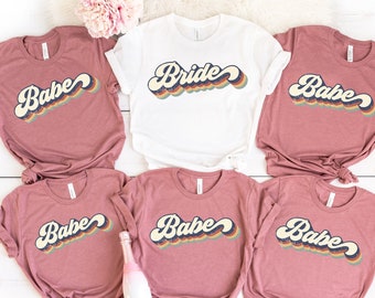Retro Bride Babe Shirt, Bachelorette Party Shirts, Retro Babe And Bride Shirts, Bridal Party Shirts, Girls Trip Shirts, Gift For Bridesmaids