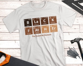 Zwart melanine-shirt vader, shirt zwarte vader, shirt vader, shirt The Essential Element, vaderdagshirt, zwart vadercadeau, vadercadeau, vadercadeau, vaderdagcadeau
