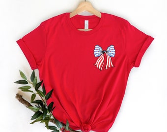 USA Flag T-Shirt, 4th of July Shirt, Coquette 4th Of July Shirt, Independence Day Shirt, American Girly Shirt, 4th of July, USA Tee