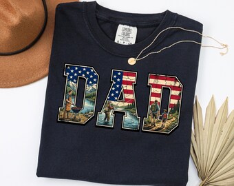 Comfort Colors® USA Flag Dad Shirt, Father's Day Shirt, Patriotic Dad Shirt, American Flag Tee,Proud American Dad Gift