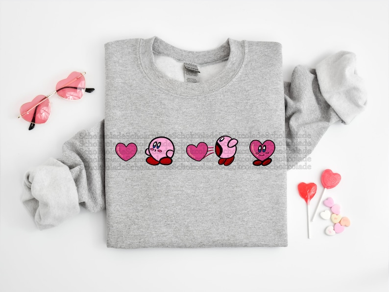 Kirby Alla hjärtans dag-tröja, rolig alla hjärtans dag-tröja, rolig alla hjärtans dag-tröja, kärlekströja, Kirby-tröja bild 3