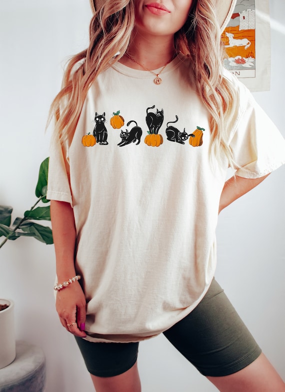 Ghost Cats Halloween Sweatshirt, Funny Halloween Cat Shirt, Cat Sweater, Cat Lover Tee, Halloween Gifts for Cat Mom, Spooky Season Cat Shirt