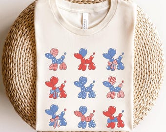 Süßes Ballon Hund USA Shirt, 4. Juli Shirt, Amerika Shirt, 4. Juli, Fourth ofwitzy Shirt, Unabhängigkeitstag Shirt, Rot, Weiß, Blau
