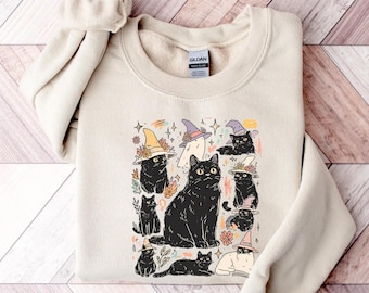 Felpa con fantasma di gatto di Halloween, maglietta con fantasma di gatto nero, maglietta con fantasma di Halloween, maglietta con gatto della stagione spettrale, costume di Halloween, regalo di Halloween