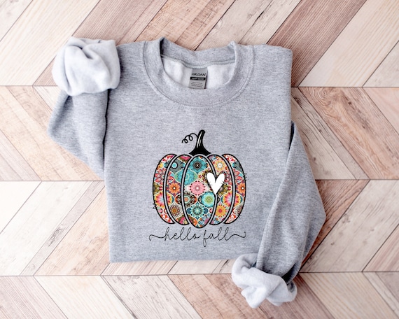 Hello Fall Shirt, Fall Season Sweatshirt, Fall Pumpkin Sweater, Boho Pumpkin Shirt, Pumpkin Shirt, Thanksgiving Shirt, Fall Lover, Fall Tee