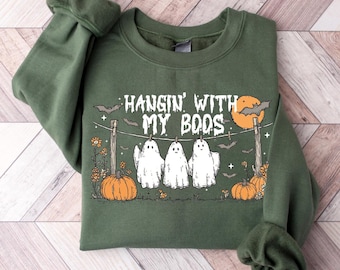 Hanging With My Boos Shirt, Funny Halloween Tshirt, Spooky Season Tee, Halloween Outfit, Halloween Gift, Halloween, Halloween Sweatshirt