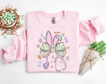 Easter Nurse Sweatshirt, Easter Nurse Bunny Shirt, Cute Nurse Rabbit Ear Shirt, Easter Nurse Shirt, Easter Gift For Nurse, Funny Nurse Tee