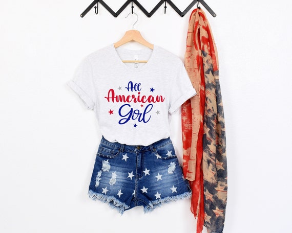 All American Girl Shirt, 4th of July Shirt, Merica Shirt, Fourth of July, USA, Independence Day, Red White Blue, Stars and Stripes, America