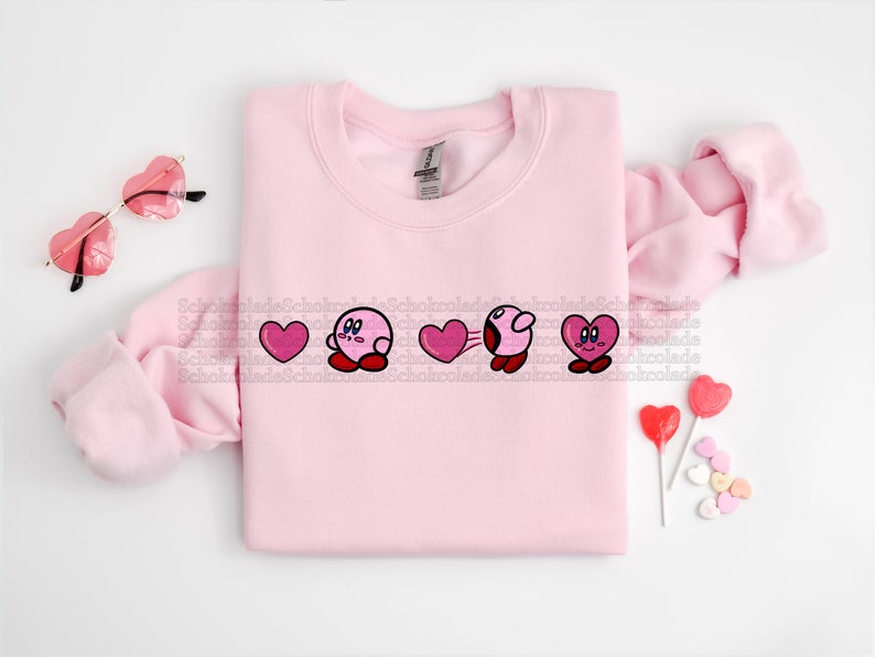 Kirby Alla hjärtans dag-tröja, rolig alla hjärtans dag-tröja, rolig alla hjärtans dag-tröja, kärlekströja, Kirby-tröja bild 2