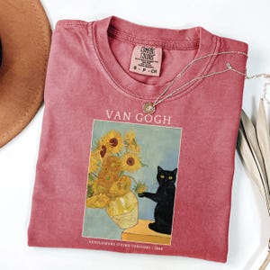Comfort Colors® Cat Shirt, Funny Cat Shirt, Van Gogh Shirt, Cat Meme Shirt, Black Cat T Shirt, Art Shirt, Artist Tee, Kitty Lover Gift Tee