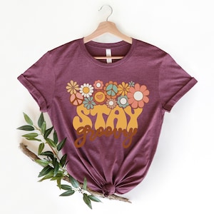 Retro Stay Groovy Shirt, Preppy Shirt, Hippie Summer Shirt, Hippie 70s Summer Shirt, Peace Sign Shirt, Summer Shirt, Groovy Shirt