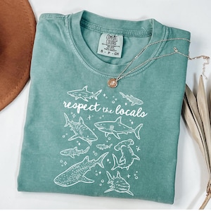 Comfort Colors® 海の動物Tシャツ、海の動物シャツ、海の生き物Tシャツ、海の動物シャツ、レトロな海のシャツ、魚のシャツ、地元の人々を尊重