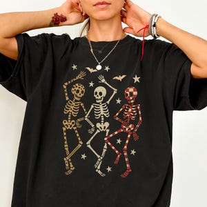Comfort Colors® Dancing Skeleton Shirt, Halloween Shirt, Pumpkin Shirt, Retro Halloween Shirt, Skeleton Halloween Shirt