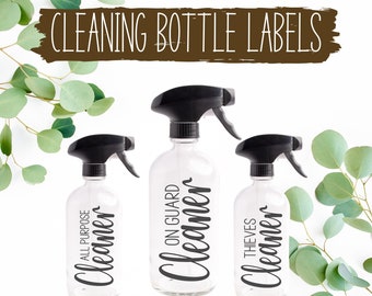 Cleaning Bottle Labels | On Guard Label | Thieves Label | All Purpose Cleaner Decal | Glass Cleaner Label | Essential Oils Cleaning Label