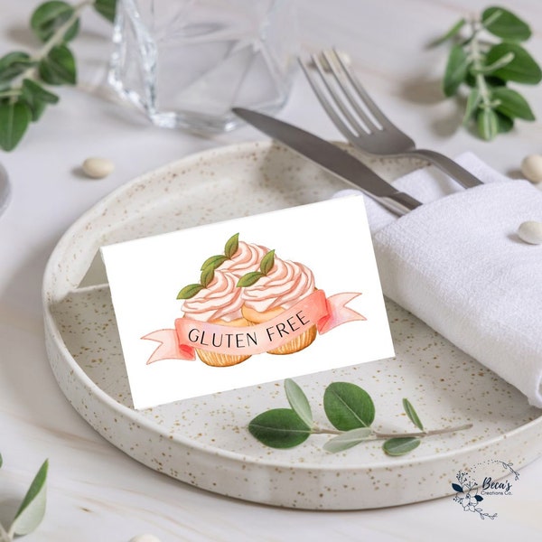 Printable Gluten-Free Tent Cards for Potlucks, Weddings & Events - Easy Fold, Allergy-Friendly Display