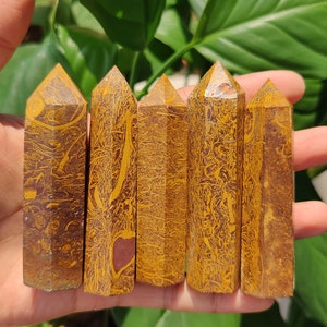 Natural Calligraphy Jasper Tower Obelisk Point Wand Crystal Energy Healing