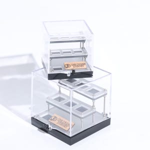 Mini Gemstone Display Case Holds 7 Specimens | Stackable Acrylic Storage | Empty Collection Tray for Small Minerals