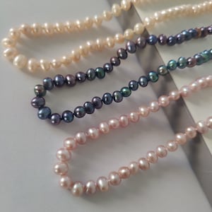 Natural Freshwater Pearl Handmade Necklace | 18&quot; inches | 6mm Bead | Unisex | Magnetic |