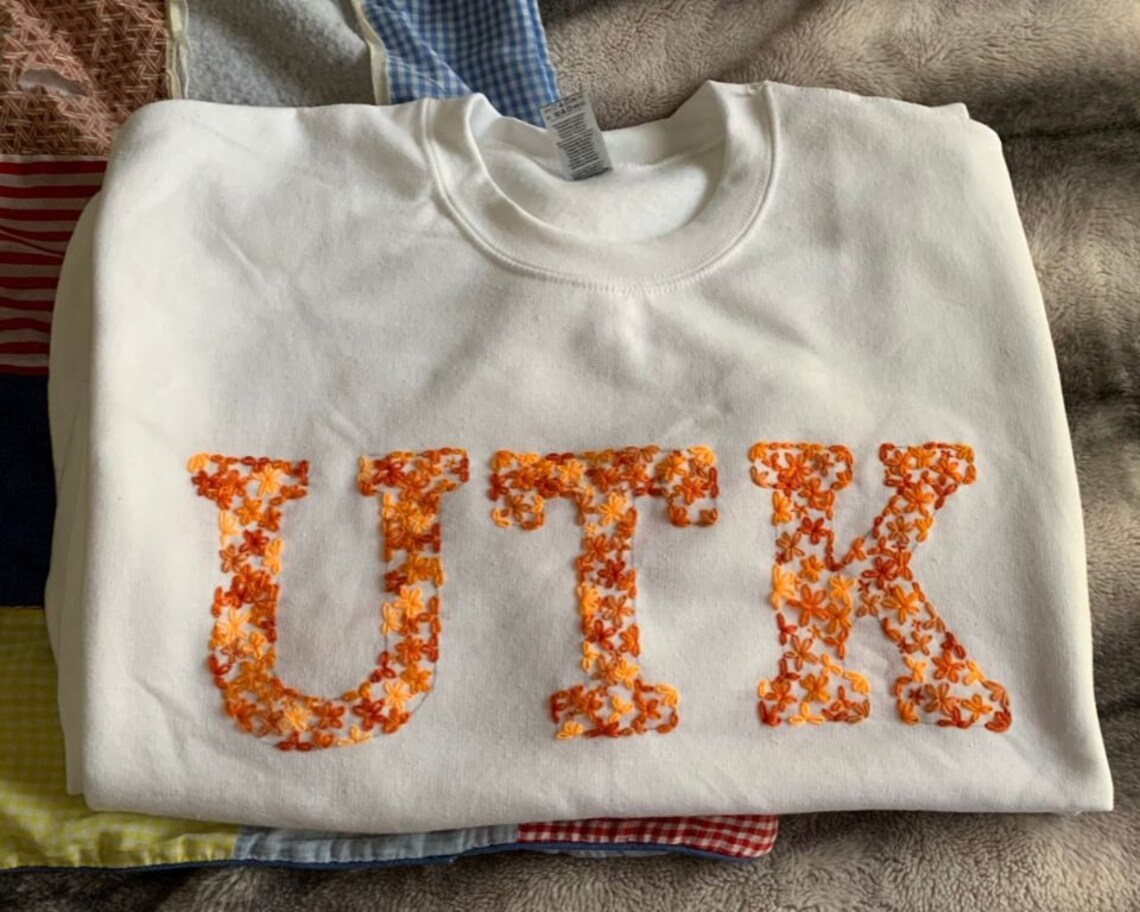Custom College Hand Embroidered Sweatshirt Etsy