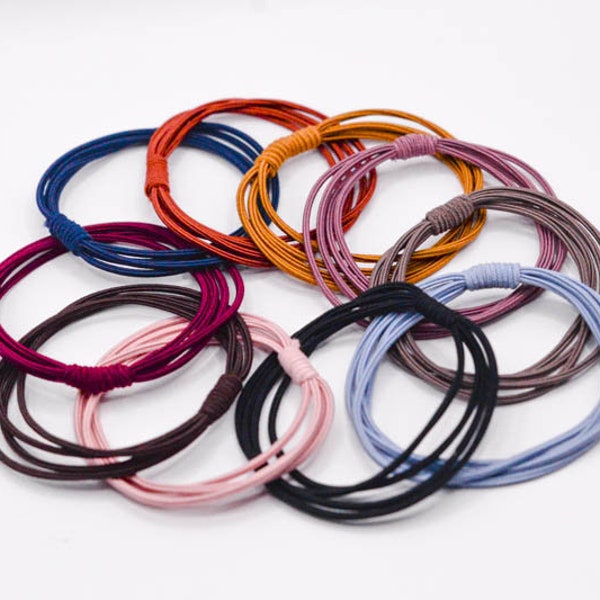 Hair Tie Bracelets Triple Layer Knot Hairbands | Pack of 10 Ponytail Holders | Multicolor | Boho Colibri