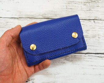 100% Genuine Leather Handmade Wallet / Handcrafted Leather Mini Wallet Zippered Coin Purse / Leather Wallet