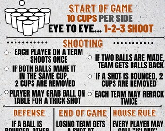 NON CUSTOMIZABLE Beer Pong Tournament Rules Poster Instant - Etsy
