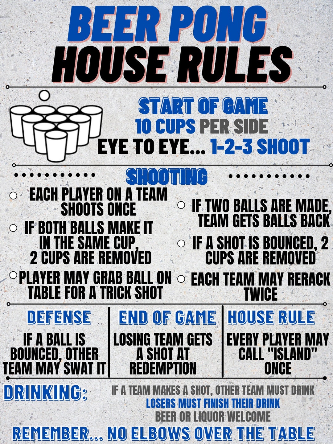 Beer Pong House Rules Digital Download Etsy