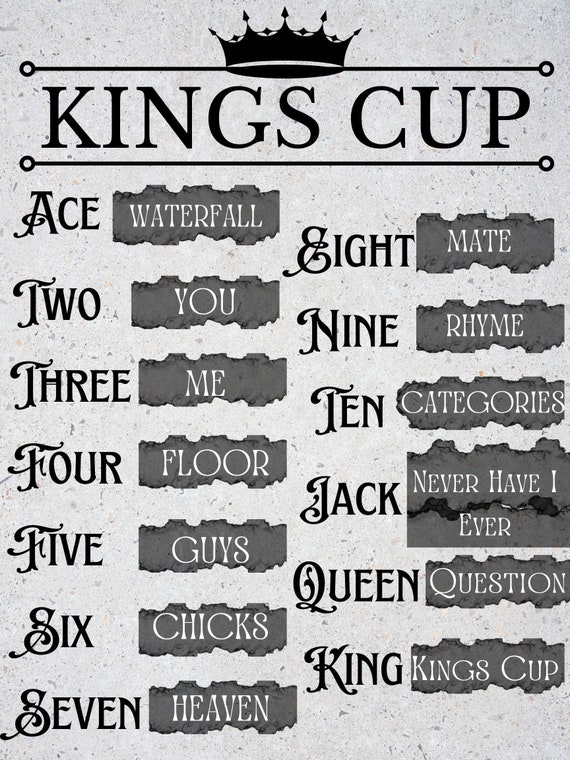 KINGS CUP RULES Printable Download Etsy