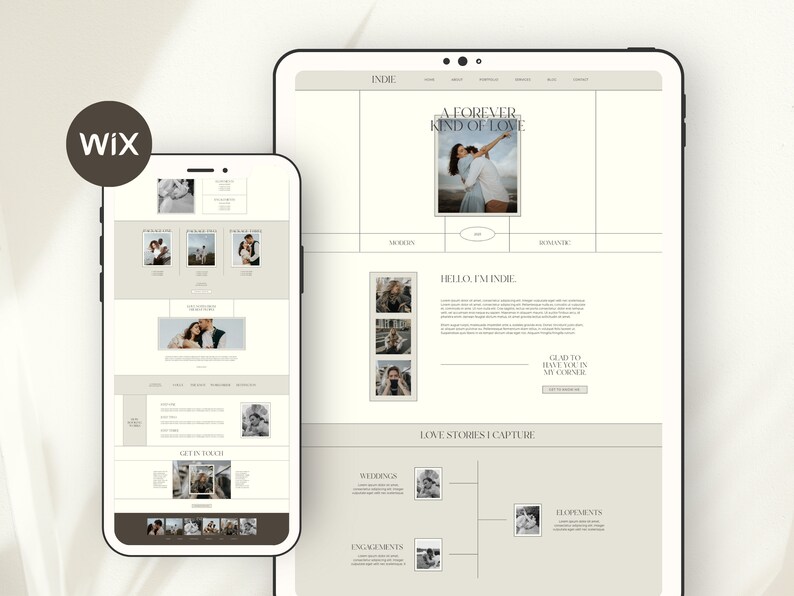 Wix Website Template for Wedding Photographer, Modern Editorial Website ...