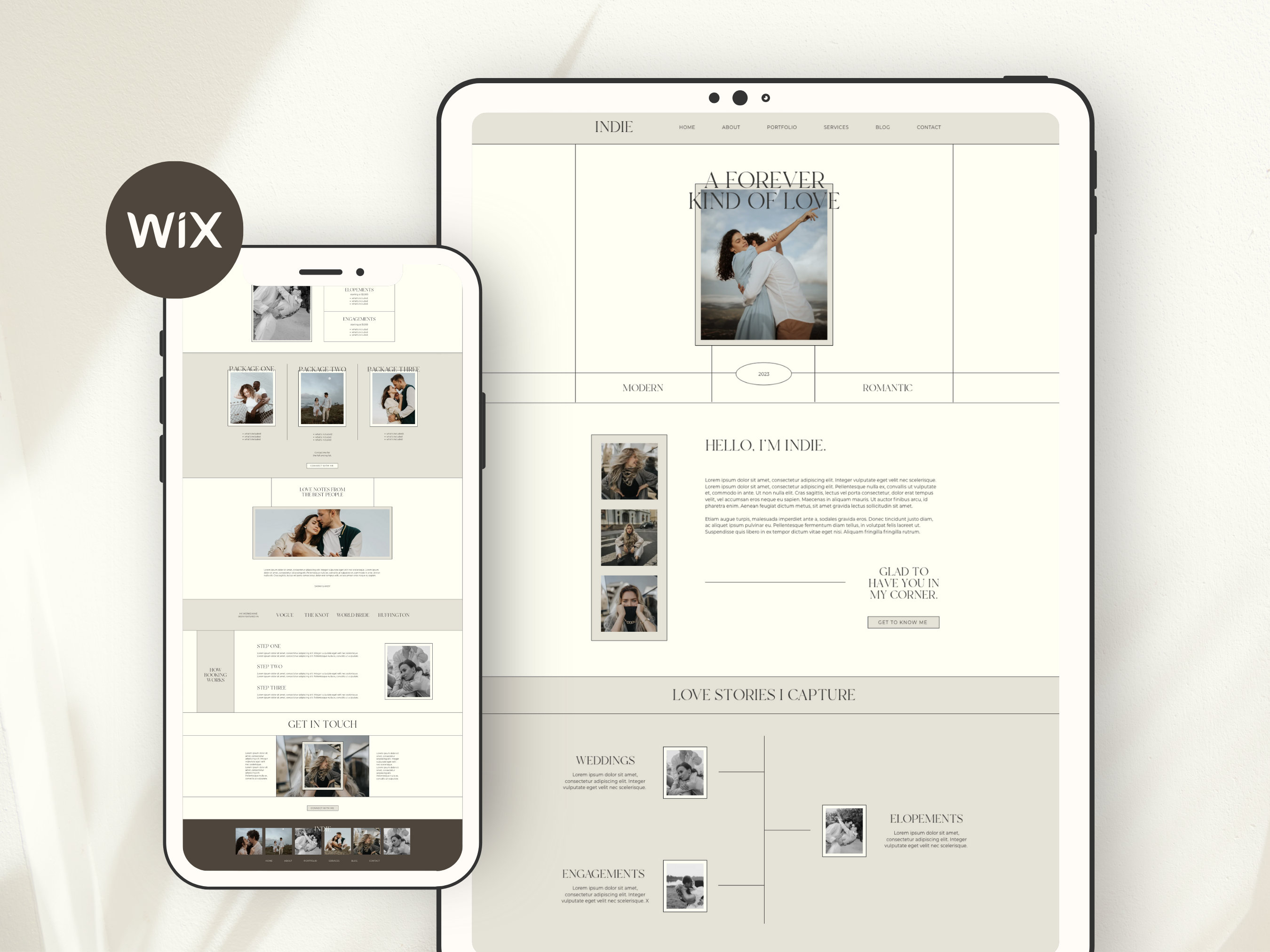 Wix Website Template for Wedding Photographer, Modern Editorial Website ...