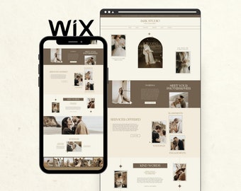 Wix Website Template for Wedding Photographer, Modern Boho Website Design, Photography Website, Creative Wix Templates, Wix Web Design