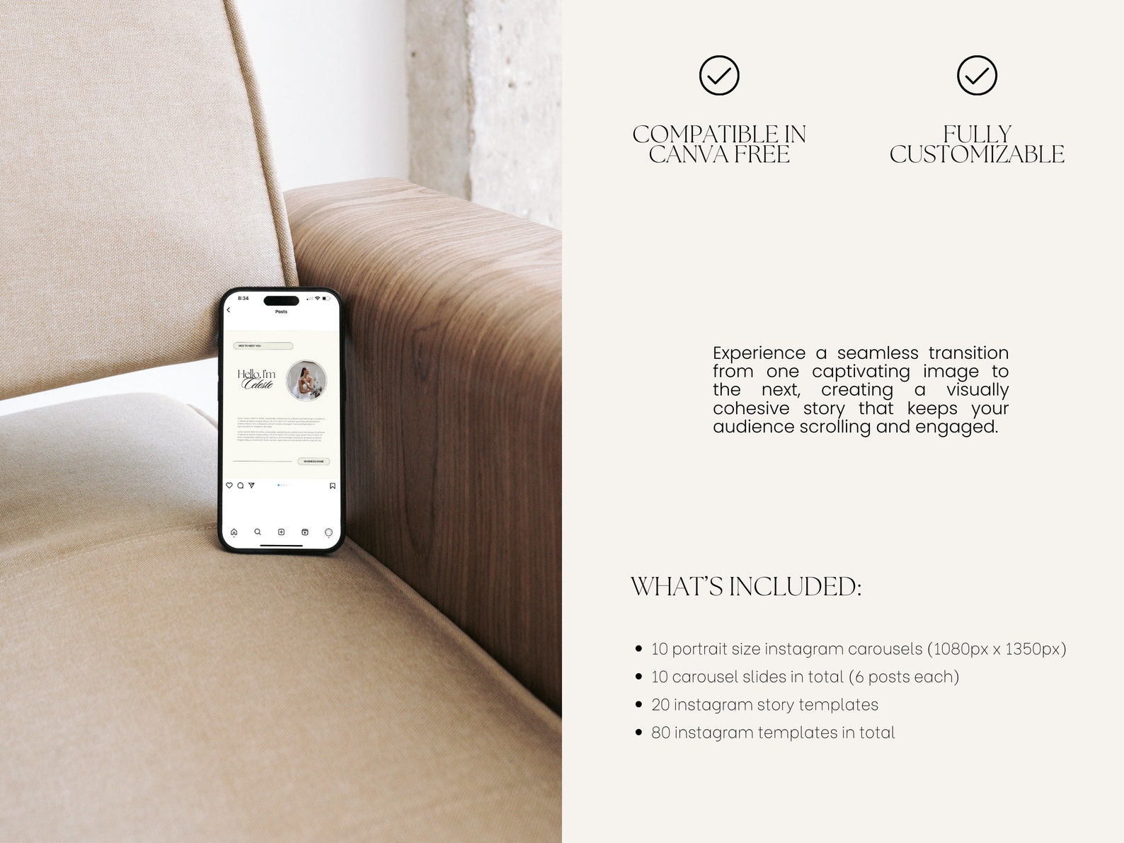 CANVA Modern Instagram Bundle Pack for Photographer, IG Post Carousel ...