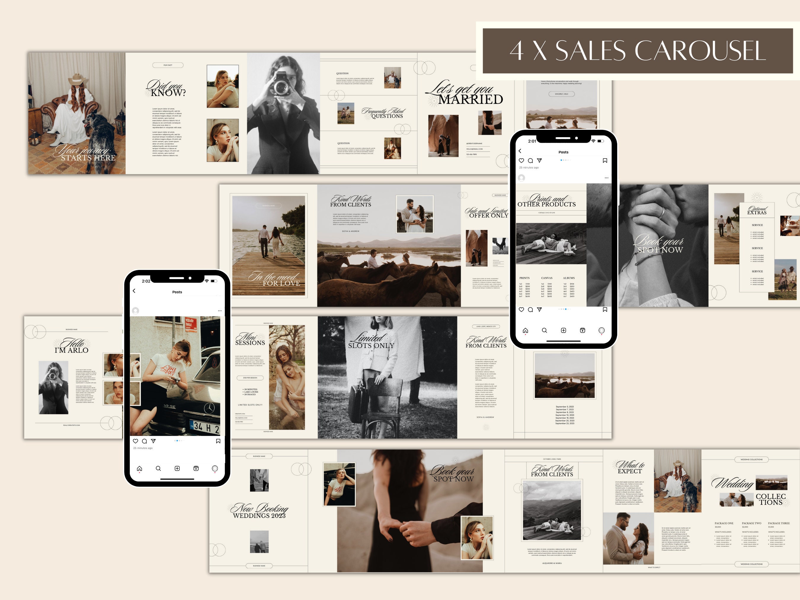CANVA Modern Instagram Bundle Pack for Photographer, IG Post Carousel ...