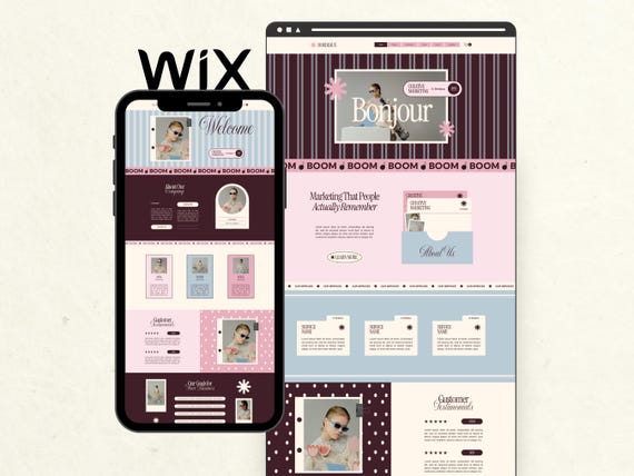 Wix Website Template for Service Providers, Creative Small Business Site, Modern Aesthetic, Professional Web Design, Pink Burgundy Branding