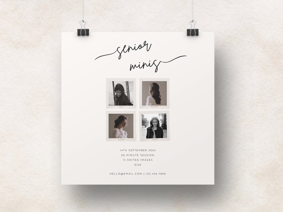 Senior Mini Session Template Canva, Boho Modern Design, Senior ...