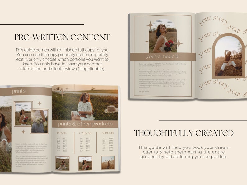 CANVA Boho Senior Session Guide With Content, Pre-written Welcome Guide ...