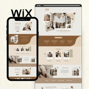 Wix Website Template for Wedding Photographer, Boho Website Design, Photography Website, Creative Wix Templates, Wix Web Design