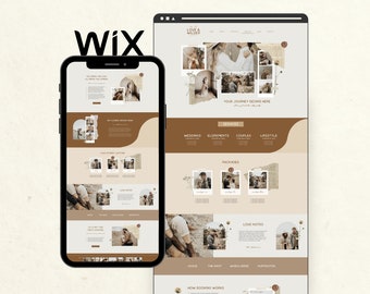Wix Website Template for Wedding Photographer, Boho Website Design, Photography Website, Creative Wix Templates, Wix Web Design