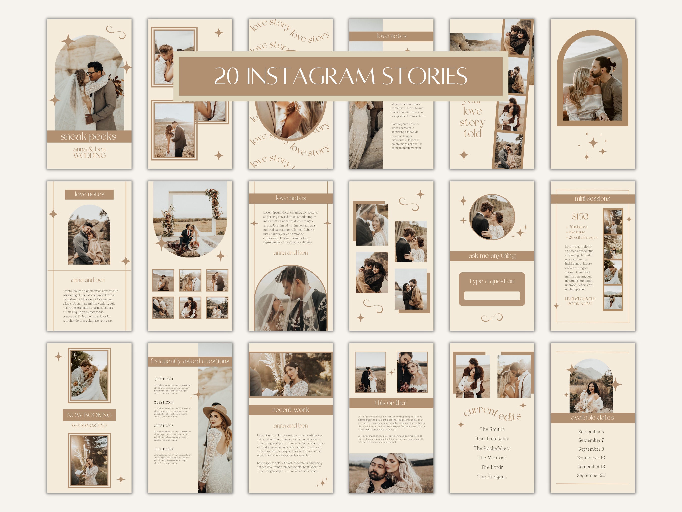 CANVA Boho Instagram Bundle Pack for Photographers, IG Post Carousel ...
