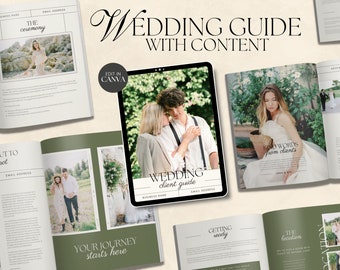 CANVA Modern Wedding Photography Client Guide with Content, Pre-written Welcome Guide, Editable Elopement Magazine Template with Copy