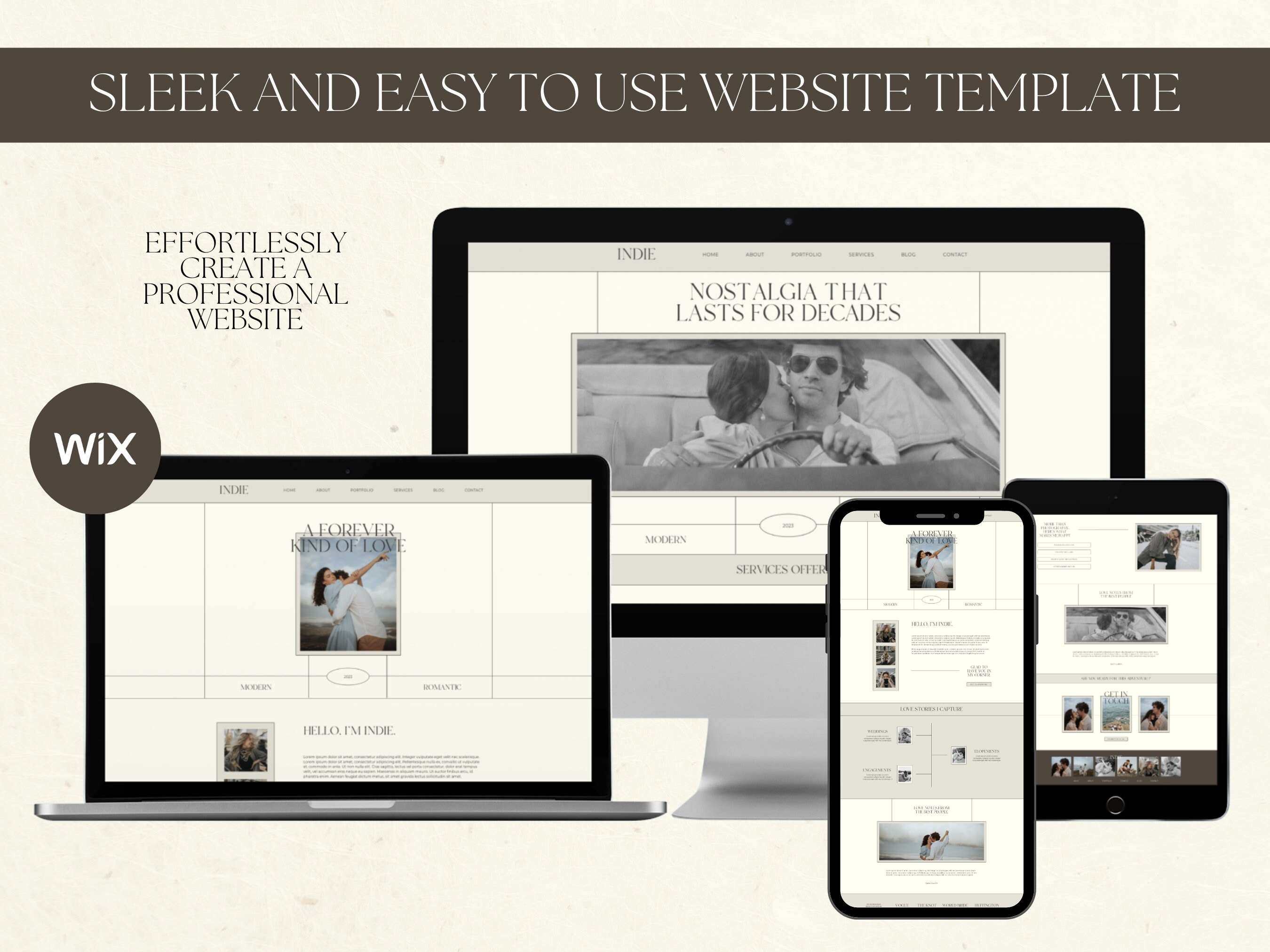 Wix Website Template for Wedding Photographer, Modern Editorial Website ...