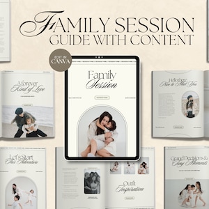 CANVA Modern Family Session Client Guide with Content, Pre-written Welcome Guide, Editable Photographer Guide with Copy, Magazine Template