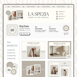 Pacchetto kit negozio Etsy, Canva modificabile, modelli banner negozio Etsy, mockup foto inserzioni prodotto, kit branding moderno negozio Etsy, venditore Etsy