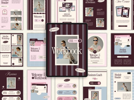 Canva Workbook Template for Coaches & Course Creators, Coaching Tools, Ebook Worksheets, Modern Magazine, Business Brochure, Lead Magnet