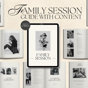 CANVA Modern Family Session Client Guide with Content, Pre-written Welcome Guide, Editable Photographer Guide with Copy, Magazine Template