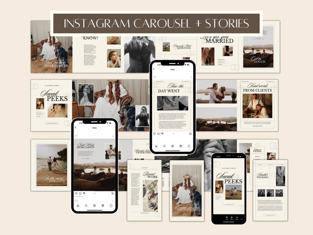 CANVA Modern Instagram Bundle Pack for Photographer, IG Post Carousel ...