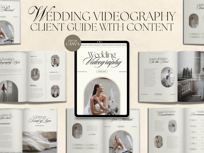 CANVA Modern Wedding Videography Client Guide With Content, Pre-written Welcome Guide, Editable ...