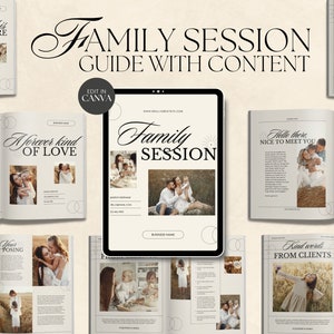 CANVA Modern Family Session Client Guide with Content, Pre-written Welcome Guide, Editable Photographer Guide with Copy, Magazine Template